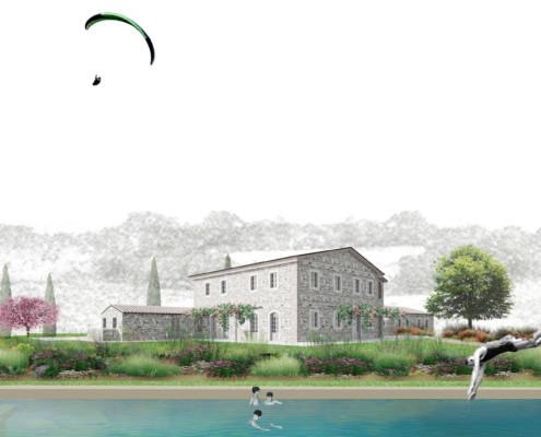 Memoscape_Giardino in Val d'Orcia _Vista piscina