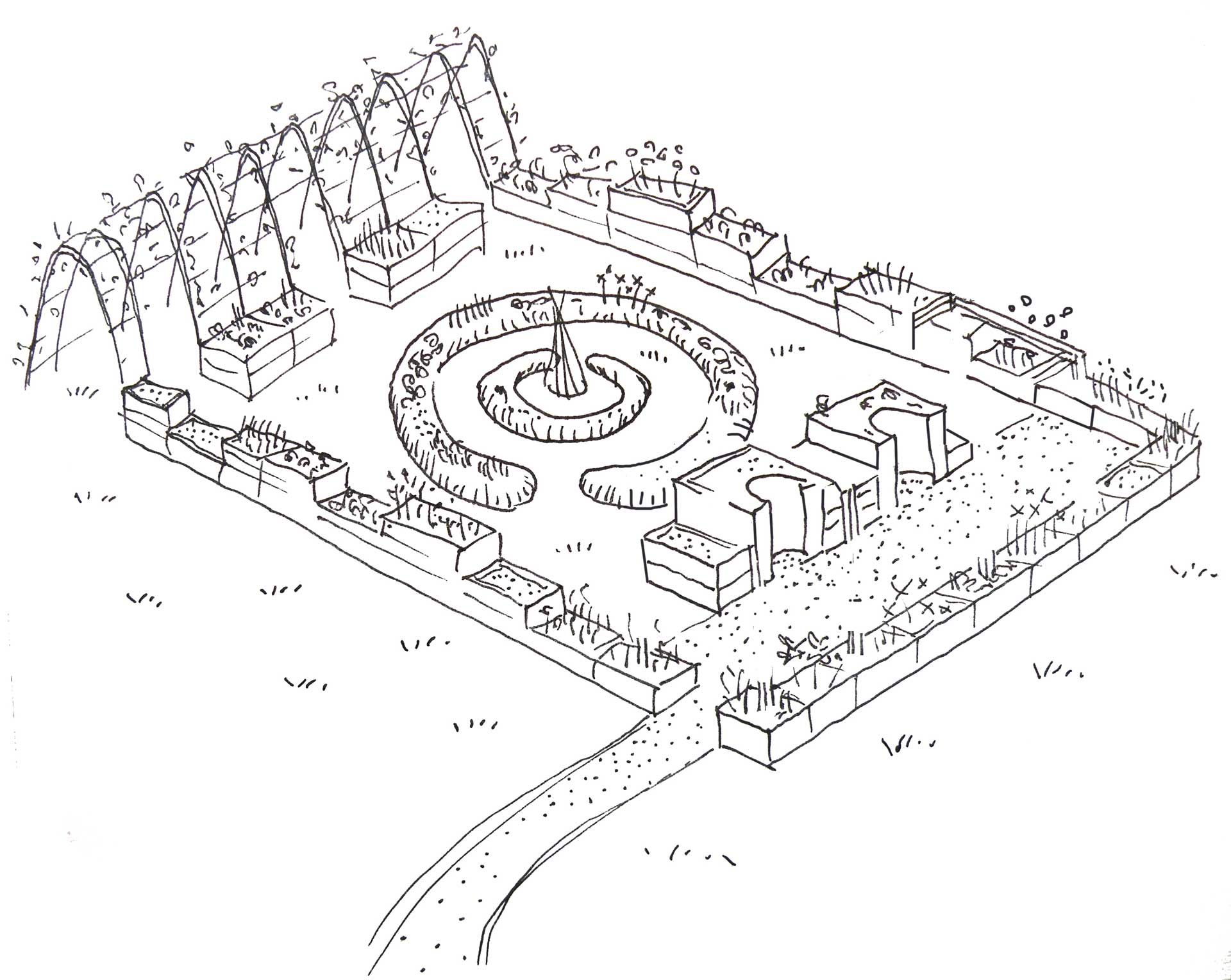 Memoscape landscape design_Le-Cure-dell-Horto_sketch